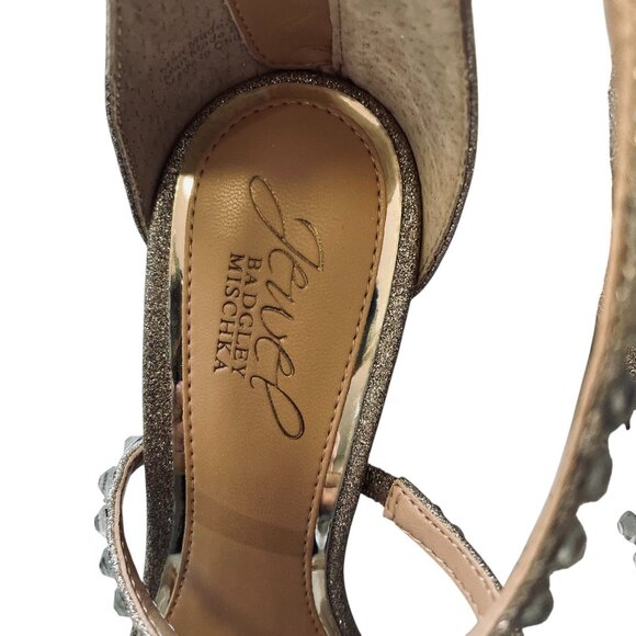 Jewel By Badgley Mischka Owen Glitter Heels Rhinestone Wedding Glam Shoe Size 6 - Picture 15 of 15